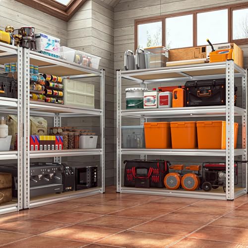 REIBII 40"W Storage Shelves,Adjustable Garage Shelving Rustproof For Pantry | 4-Tier Metal Shelving,Rust-resistant,5MM Thick for Closet Kitchen Basement Laundry,40" W x 19.7''D x 60''H, Silver,2000LBS - size: 40"W x 19.7"D x 60"H