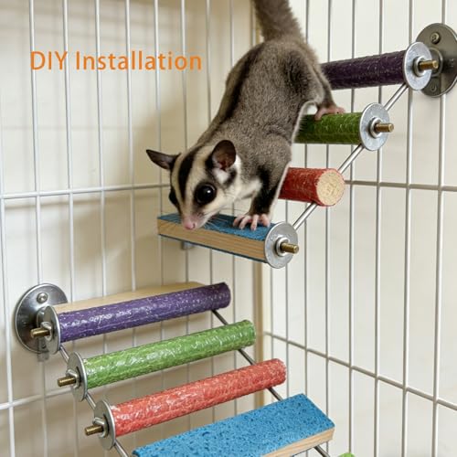 6 Pcs Sugar Glider Toys Wood, Small Animals Toys Cage Steps, Sugar Glider Enrichment Toys for Squirrels, Hamsters and Guinea Pigs