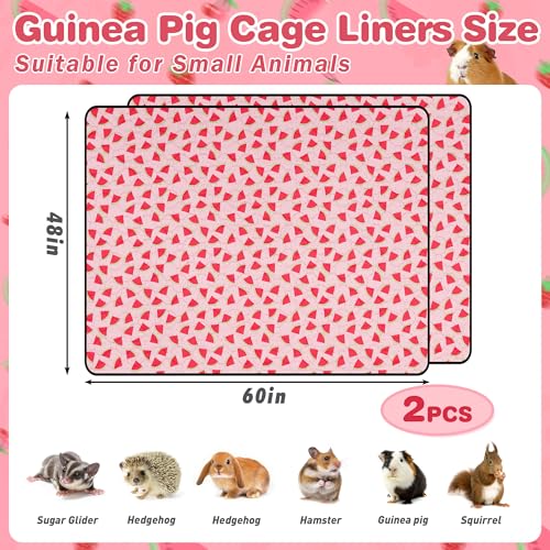 2 PCS Guinea Pig Cage Liner, Reusable Waterproof Guinea Pig Liner, Washable Small Animals Bedding, Super Absorbent Pet Pee Pads Guinea Pig Mats, Rabbit Mats for Cages (48 * 60 inch) - size: 48*60 inch 2pack