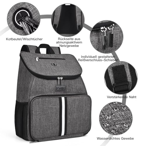 BAGLHER丨Dog Travel Bag, Airline Approved Pet Supplies Backpack, Dog Travel Backpack Accessories Set with 2 Silicone Collapsible Bowls and 2 Food Baskets, Gray - color: Grey-A
