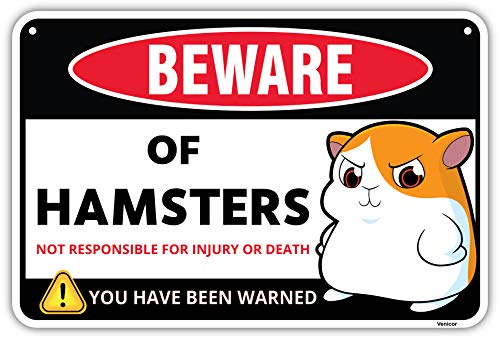Venicor Hamster Sign Decor - 8 x 12 Inches - Aluminum - Hamster Cage Accessories - Hamster Gifts Things Toys Clothes Stickers Stuff