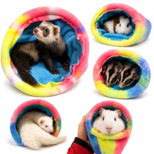 2 Pack Guinea Pig Hideout Set, Fleece Snuggle Sack & Cave Bed for Guinea Pigs, Hedgehogs, Ferrets, Chinchillas, Mini Rabbits, Cozy Small Animal Bed for Cage Habitat