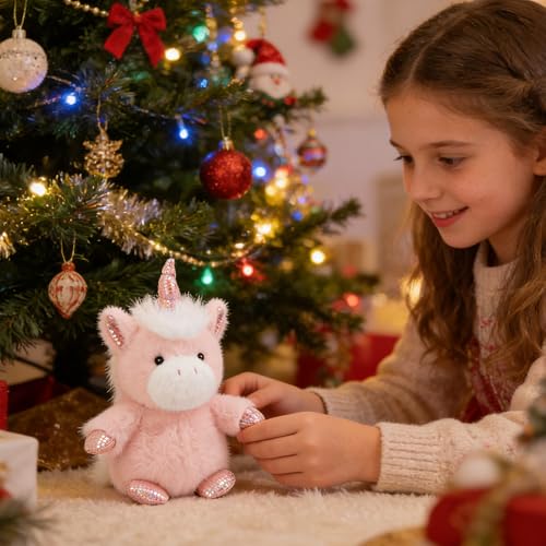 PEACH CAT Unicorn Stuffed Animal Cute Plushies Small Plush Toys Gifts for Kids Pink (Squeaky) - style: Pink Unicorn
