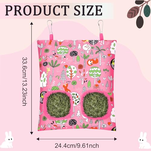 UPINS 3Pack Guinea Pig Hay Feeder Bag,Bunny Rabbit Cage Bag Hanging Holder | Guinea Pig Cage Feeder,for Bunny Rabbits,Chinchillas,Hamsters,Small Pets,and Animals - color: Orange Green Pink