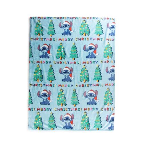 Jay Franco Kids Christmas Hugger Set – 12" Plush Pillow Buddy & 46" x 60" Fleece Throw Blanket, Ultra-Soft Bedding & Travel Set, Holiday Bedroom & Couch Décor, Blue - Stitch - color: Blue - Stitch
