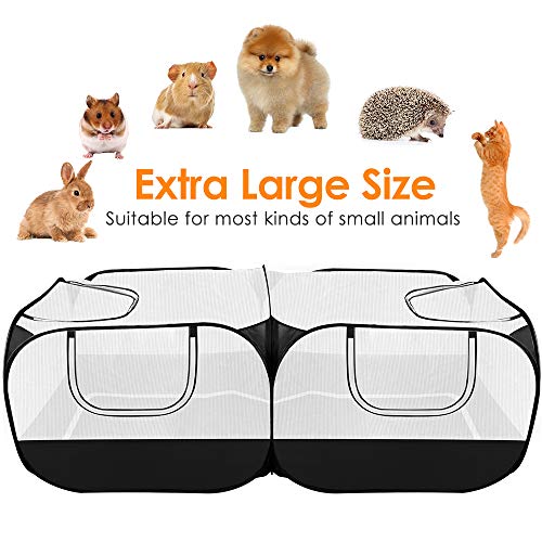 SlowTon Small Animals Playpen, Pop Up Detachable Bottom 73"x36"x25" | Portable Chicken Coop Run, Large Chick Brooder, For Guinea Pig Bunny Puppy, Indoor Outdoor, Flat Top - color: Black, size: 73"x36"x25"