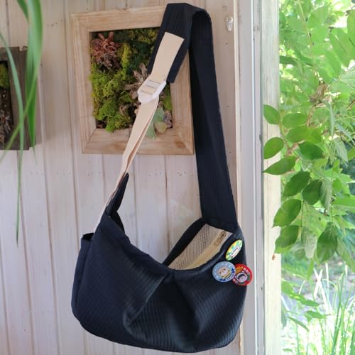 Ferret Sling Carrier - Pet Carrying Bag with Adjustable Strap Hands Free Shoulder Bag Crossbody Travel Slings Soft Small Animal Bonding Pouch Front Backpack for Ferret Rabbit Puppy Kitten (Dark Blue) - color: Dark Blue