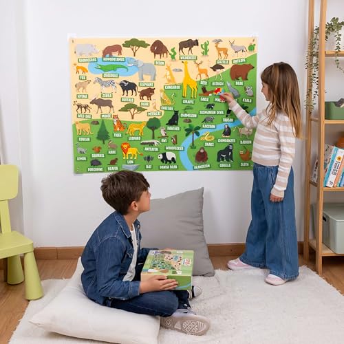 BONNYCO Felt Board for Toddlers with 116 Jungle Animals Figures. Montessori and Sensory Toys, Birthday Gifts for Kids 3-8 Years Old. Educational Games Learning Activities Christmas - style: Jungle