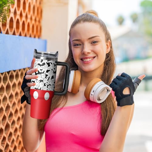 30oz Cartoon Mouse Tumbler with Handle and Straw Lid | Stainless Steel Insulated Tumbler, BPA FREE Travel Coffee Mug Cup for Car Cold and Hot - Birthday, Christmas Gift - color: Palm, size: 30 Ounces