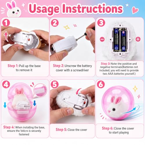 360° Self-Rolling Interactive Cat Toy Ball (Pink, Rabbit) | Automatic Rolling Pet Toy, Pet Fun Indoor Motion Activated Exercise Toys for Cats Dogs - color: Pink