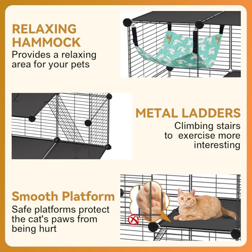 VISCOO Cat Cage(for Kitten), 3-Tier DIY Catio Cat Enclosures, 24"x16"x 36" - size: 16.5"L x 12.6"W x 4.3"H