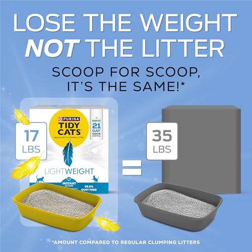 Purina Tidy Cats LightWeight Instant Action, Odor control, Multi-Cat, Clumping, 99.9 Percent Dust Free Cat Litter - 17 lb. Box