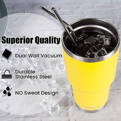 D·S 30oz Yellow Tumbler Double Wall Vacuum Insulated Travel Coffee Mug | Double Wall Vacuum Suit Cold and Hot Drink Fits in standard car cup holders With Splash-Proof Lid - color: Yellow