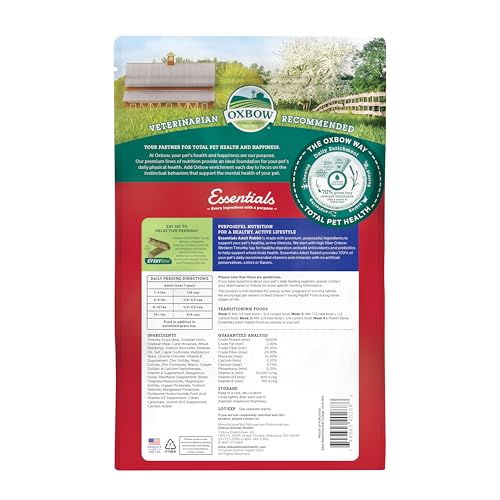 Oxbow Essentials Adult Rabbit Food, Timothy Hay Rabbit Pellets, USA, 5 lb - size: 5 Pound (Pack of 1)
