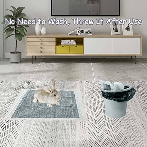Tfwadmx Rabbit Pee Pads 18" x 24" 100 Pcs Guinea Pig Super Absorbent Cage Liners Bunny Disposable Black Carbon Diapers Small Animal Training Accessories with Quick-Dry Surface - size: 100 Pcs-17.72" x 12.99" (Gray)