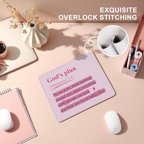 Pink Christian Mouse Pad, Philippians 4:6 God's Plan Bible Verse Mouse Pads Mousepad for Desk Home Office Dorm Computers Laptop, Religious Office Supplies Desk Accessories, 9.5x7.9 Inch - color: 20Child