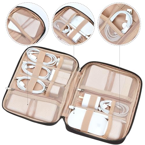 NISHEL Travel Cord Organizer, Electronic Cable Accessories Storage Bag | Bag for chargers, cables, phones, hard drives, USB devices and SD cards, ideal for travel and daily use,Black - color: Black