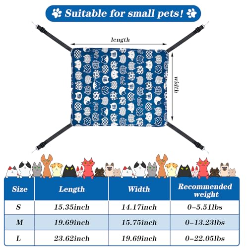 Jetec 2 Pack Cat Hammock for Cage, Catio Accessories Reversible Soft Cats Bed with Adjustable Straps and Hooks Double-Sided Linen and Fleece Hanging Hammock for Cats, Kitten(Cat and Plaid,M) - size: M