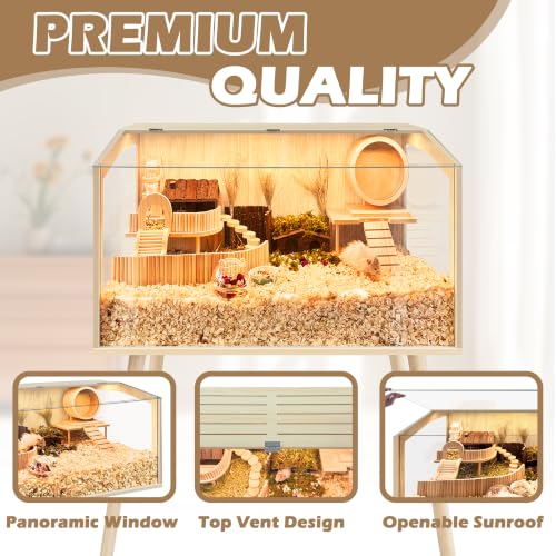 PROLEE Hamster Cage with Legs, Guinea Pig Cages Chew Proof, Hamster House, Hamster Cages and Habitats with Lockable Design, Small Animal Cage, 24" L x 16" W x 40" H - size: 24.0"L x 16.0"W x 40.0"H