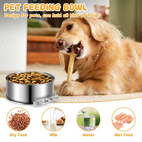 Stainless Steel Dog Bowls, ShineMe 40oz & 60oz No Spill Dog Crate Water and Food Bowls with Hanging Hook for Kennel, Cage and More, 7.0 x 3.7” & 6.2 x 2.5” Feeder Dish for Large and Medium Dogs - color: Silver, size: L (7.0x3.7'' & 6.2x2.5'')