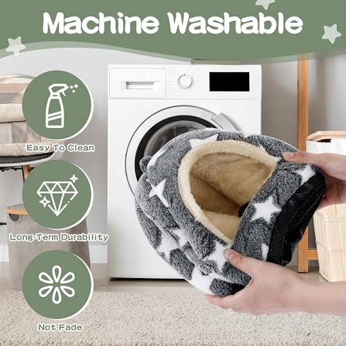 3 Pack Guinea Pig House Accessories, 2 Cozy Guinea Pig Bed and Hideout Tunnel, Chinchillas Hideout for Hamster, Rabbit, Bunny, Chinchillas (Gray) - color: Gray