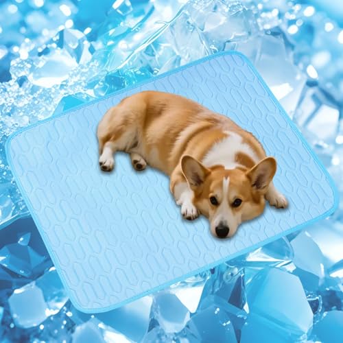 Cooling Mat for Dogs, No-Gel Ice Silk Pet Pad(Blue,XL) | Washable Anti-Slip Pet Cooling Mat for Dogs and Cats, Crates and Car Seats - color: Blue, size: 40"x28"