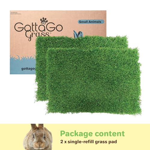 Gotta Go Grass for Small Animals – Natural Real Grass Bedding & Pet Resting Pad, Grass Potty Pad for Rabbits, Guinea Pigs, Hamsters, and Small Pets, Odor Absorbent Grass Mat (Refill 2-Pack 16" x 24") - size: Refill 2- Pack
