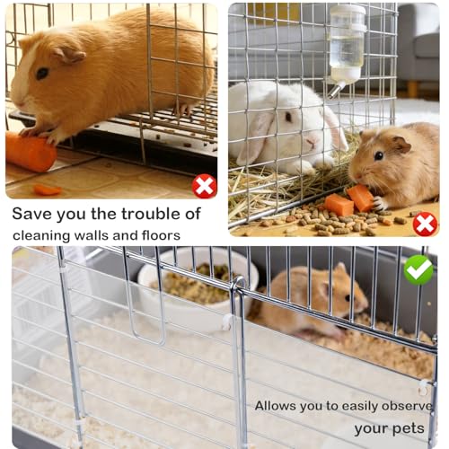10 Pack Pet Cage Urine Guard, 11.69"x8.27" with Zip Ties Plastic Pet Splash Guard Panels Clear Edge Liner Protection for Rabbit Guinea Pig（Flexible Drilling & Fixing）