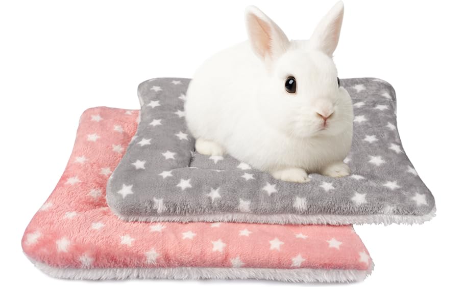 2 Pack Bunny Rabbit Bed - 10 x 13 Inch Upgraded-Thickness Pee Pads Bedding | Washable Bunny Rabbit Pee Pad with Absorbent Surface Helps Keep Cages Dry, Reusable Bedding(Light Gray & Light Pink, M) - color: Light Gray + Light Pink, size: 10" X 13" - 2 Pack