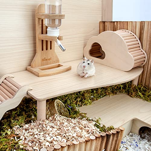 Niteangel Hamster Play Wooden Platform: Wave - 15.7" L x 9" W - 7" H | Can Maximizes Cage Space & Enriches Pet environment for Dwarf Syrian Hamsters Gerbils Mice Degus or Other Small Pets - size: Wave - 7'' Height