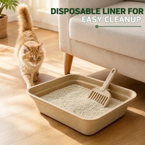 WUWEOT 8 Pack Disposable Cat Litter Box, Paper Cat Litter Tray Pet Litter Pan, 16.7" X 13" X 4" Travel Small Animal Clean Sifting Potty for Indoor Outdoor, Hamster, Guinea Pig, Mice, Bunny