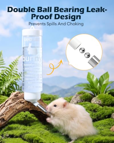BUCATSTATE Small Pet Water Bottle 250ml Dual Ball Bearing | No-Drip Leak-Proof Design for Guinea Pig, Rabbit, Hamster, Chinchilla, Rat, Gerbil, Mouse – Secure Hanging for Wire Cage - size: 8.45OZ