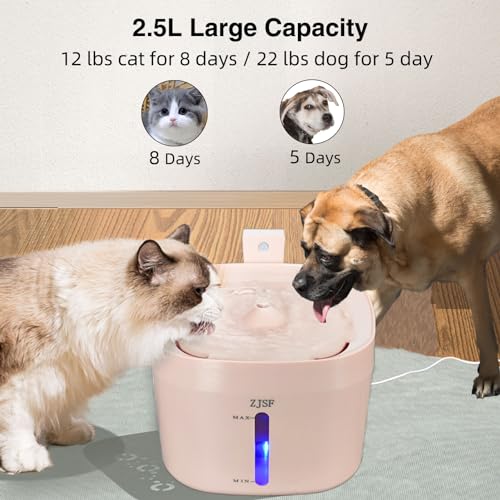 Cat Water Fountain, 2.5L Cat Fountain, Super Silent Pet Water Fountain, Water Dispenser with Smart Pump for Cats, Dogs, Multiple Pets Pink - color: Pink