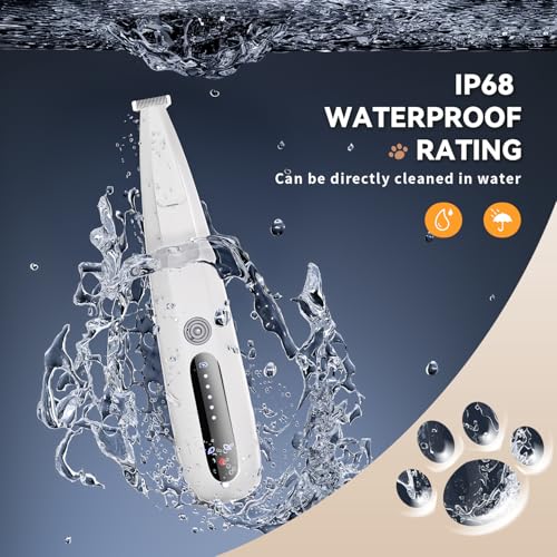 2026 New Pet Precision Trimmer, Dog Paw Trimmer with LED Light, Ultra Quiet | IP68 Waterproof, Dual-Speed Motor, Suit for Trimming Paw, Ear, Face, Butt, Eyebrows, USB Rechageble - color: White With Extra Blades