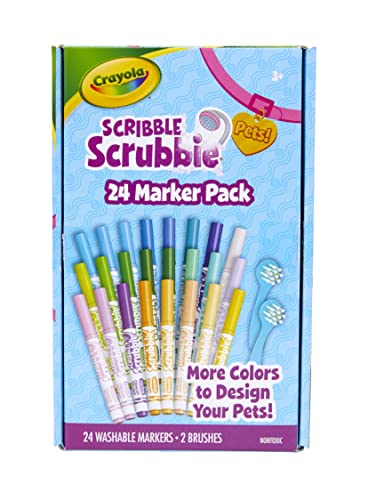 Crayola Scribble Scrubbie Pets Marker Refill & Expansion Set - 24 Washable Markers for Kids, Gifts for Girls & Boys [Amazon Exclusive] - size: Small, style: Refill Markers