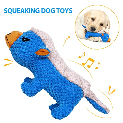 IOKHEIRA Dog Plush Toys for Aggressive Chewers, Indestructible Dog Squeaky Toys with Crinkle Paper, Durable Teething Chew Toys for Medium and Large Breed (Blue) - color: Blue