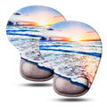 JIKIOU Ergonomic Mouse Pad with Gel Wrist Rest 2 Pack, Portable Small Beach | Upgraded-Prevent Gel Leakage, Ergonomic Design for Pain Relief, Cooling Gel filled, Smooth Lycra Surface, Non-Slip PU Base - color: 10Beach