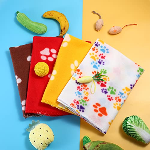 Tatuo 10 Pieces Pet Blankets with Paw Print Dog Cat Fleece Blankets Soft Warm Sleep Mat Pad Bed Cover for Kitten Puppy and Other Small Animals, 24 x 28 Inch(Vibrant Color) - color: Vibrant Color