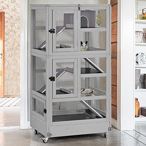 GUTINNEEN Ferret Cage Rat Cage 5 Levels Small Animal Cage for Chinchilla, Hedgehogs, Squirrel, Chameleon, Lizard, Gerbils Anti-Chewing - size: 27.6"L x 20.0"W x 55.2"H