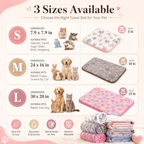 Grddaef Guinea Pig Fleece Blankets 6 Pieces Waterproof & Washable Small Animal Cage Liners Sleep Mat Bedding Pad for Hamster Chinchilla Rabbit Hedgehog (M-24 x 16 Inch) - size: M-24 x 16 Inch