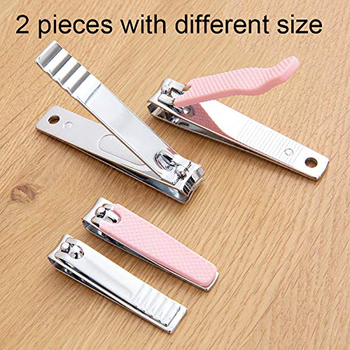 Rocutus 2pcs/Set Nail Clippers Set Portable Nail Scissors Toenail Clippers Nail Clippers,Adult Pedicure Nail Clippers,Fingernail Clippers Household Foot Manicure Scissors Manicure Tools (Pink) - color: Pink