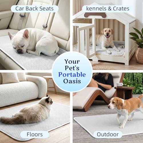 Mora Pets Dog Cooling Mat Instant Self Cooling Pad for Dogs & Cats Breathable Washable Summer Pet Cool Mat Indoor Outdoor, Puppy Cold Blanket for Floor Crate Car Travel Use Small 28'' x 22'' Grey - color: Grey, size: 28-Inch (Small)