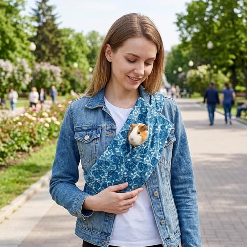 Single Guinea Pig Carrier, Guinea Pig Backpack for Small Pets, Portable Pet Sling with Breathable Mesh Design for Travel, Vet Visits and Outdoor Adventures, Blue