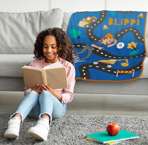 Jay Franco Kids Plush Throw Blanket – Soft & Cozy Fleece Throw for Bedroom & Couch Décor, Official Licensed Product, Blue - Blippi, 40x50 - Travel Blanket - color: Blue - Blippi, size: 40x50 - Travel Blanket