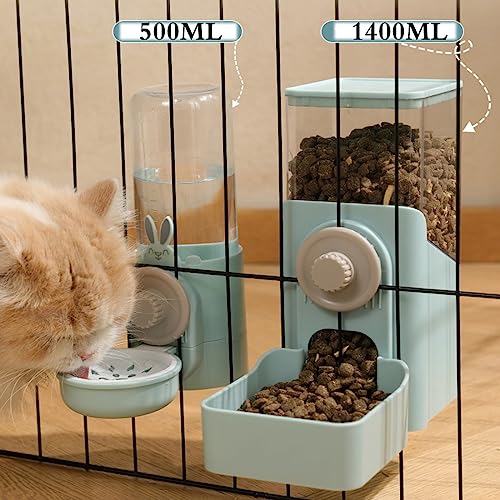 Cage Hanging Cat Feeding Bowl Dog Feeder with Storage Rabbit Feeder and Water Bowl Ferret Cages Accessories, Cage Cat Food Bowl for Chinchilla Guinea Pig Hedgehog (Food Feeder Pink) - color: Food Feeder Pink