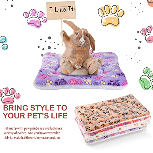 Ripeng 8 Pcs Guinea Pig Bed Mat Fleece Cat Pad Dog Crate Mat for Indoor Warm Reversible Pet Bedding for Small Animal Washable Kennel Crate Pad Cat Carrier(12.6" x 9.8",Bright Color)