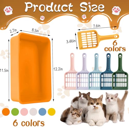 Kitten Small Litter Box Set, 6 Pcs Plastic Kitten Litter Pan with 6 Scooper Cat Litter Box Cat Litter Box Travel Toilet for Small Pet Kitty Bunny Guinea Pig - color: A-color