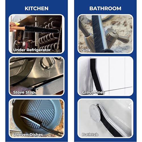 For Dyson Vacuum Attachments & Dryer Vent Cleaning – Flexible Crevice Tool Kit for Dyson V6 V7 V8 V10 V11 V15 & Ball Animal + 6PCS Hard Bristle Gap & Lint Brushes