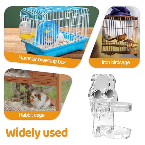 Magnetic Hamster Water Bottle Holder, Acrylic Small Animals Drinking Bottle Stand Adjustable Height Hamster Cage Accessories for Gerbil Rabbit Chinchilla