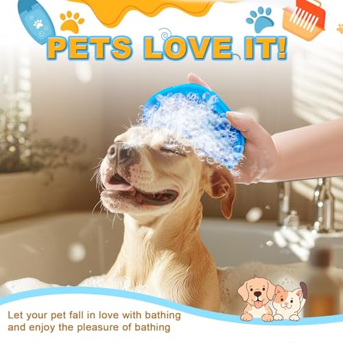 3Pcs Dog Bath Brush, Dog Scrubber for Bath, Dog Shampoo Brush Bubble Maker, Dog Paw Washer, dog grooming Massage Brush with Adjustable Ring Handle, dog accessories for Short & Long Hair -Green - color: Green